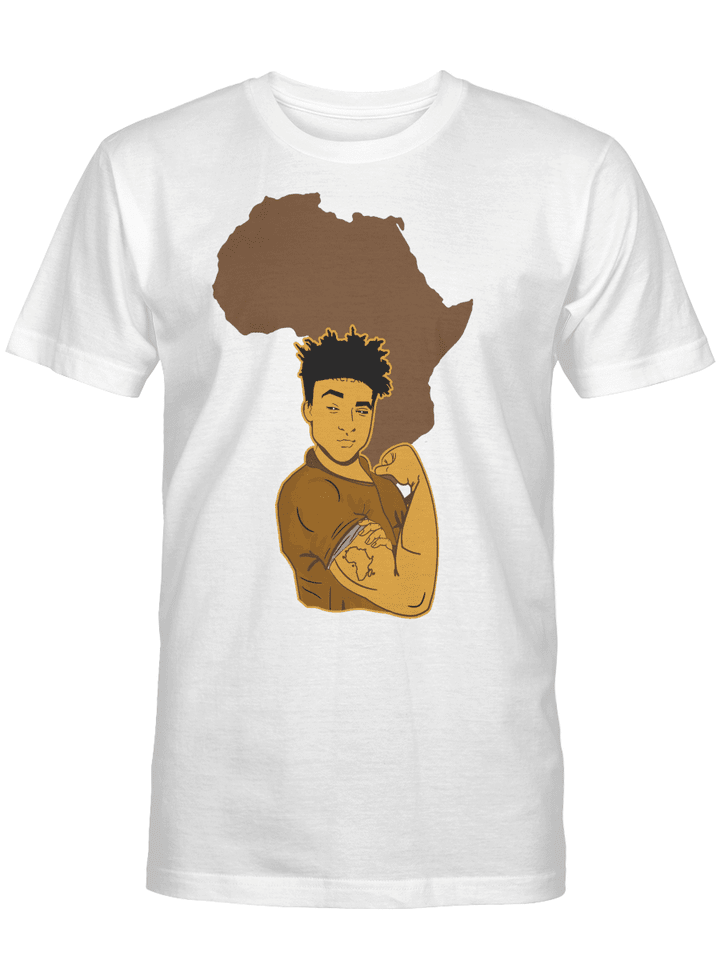 African man shirt for black man powerful strong black man pride tshirt
