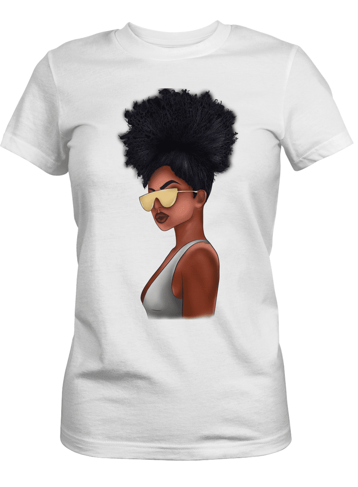 Shirt for black girl shirt curl girl cool yellow glasses shirt for african american girl