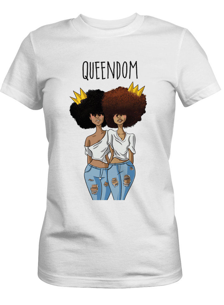 Queendom shirt for afro girl art shirt for black girl