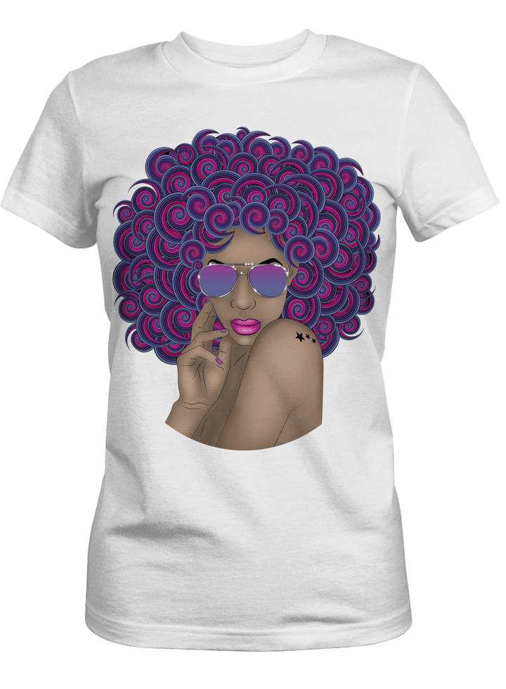 Shirt for black girl colorful afro curly woman art shirt for black women