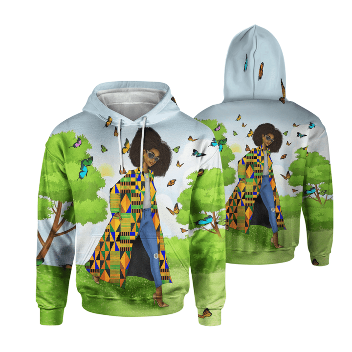 Black woman africa pattern fashion allover print shirt 3d hoodie for girl street style