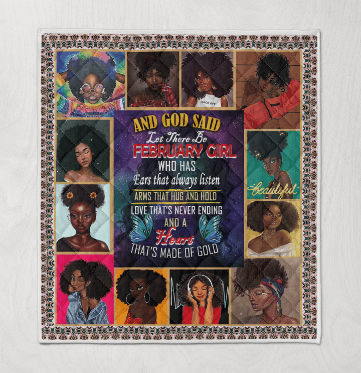 Birthday quilt for black girl art quilt for february girl quilt for black women