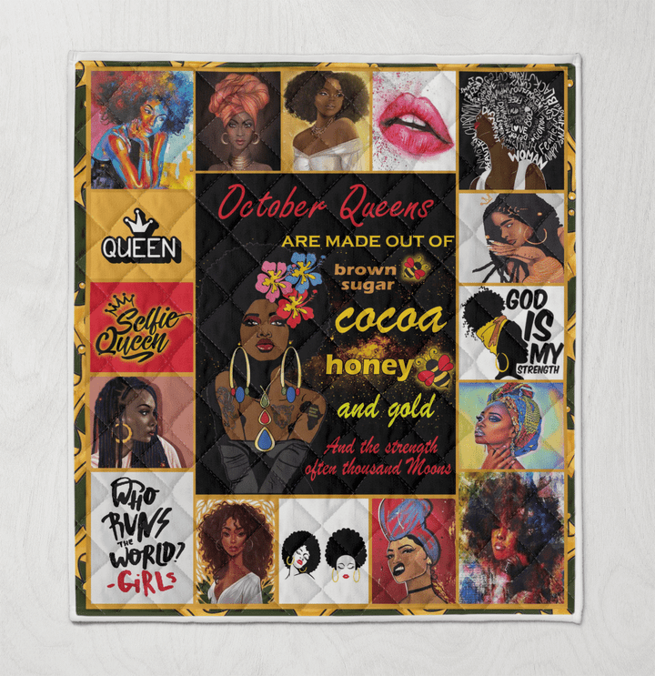 Birthday quilt for black girl art quilt for october queens quilt for black women