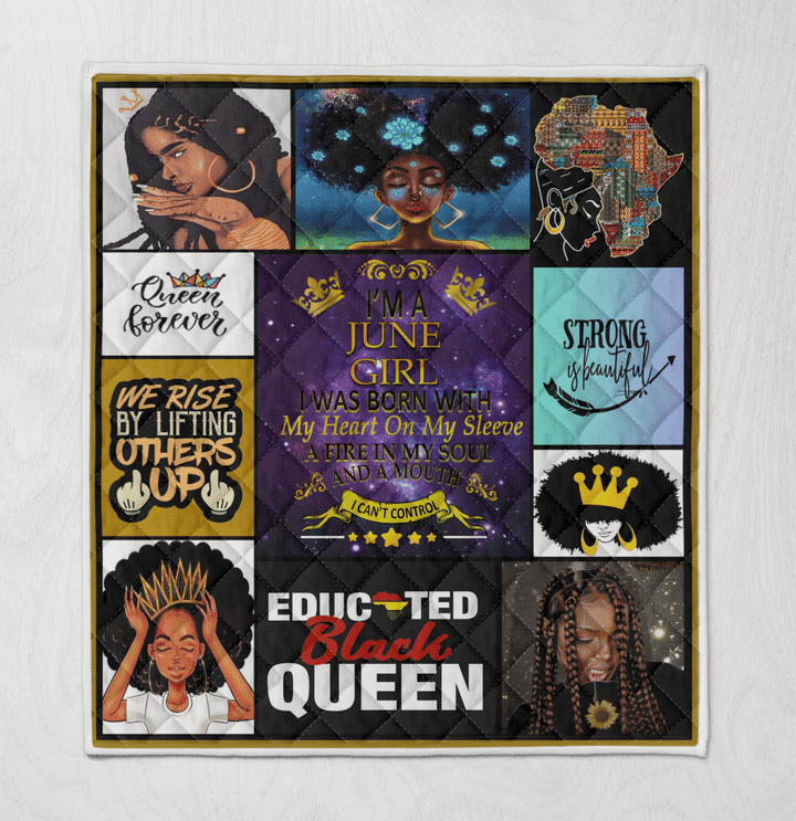 Birthday quilt for black queen art quilt for june girl quilt for black women
