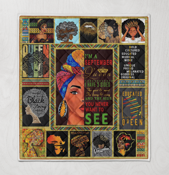 Birthday quilt for black woman art quilt for september queen quilt for black girl