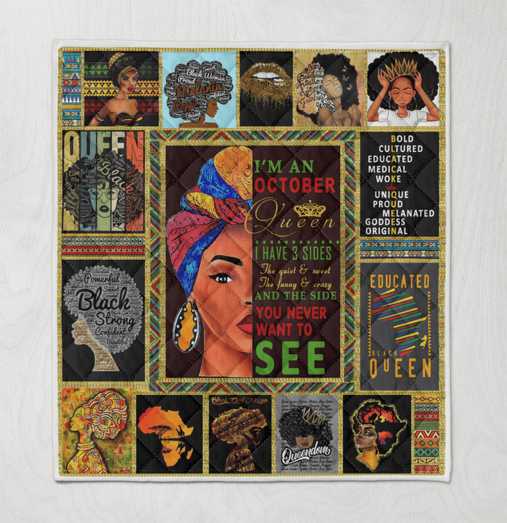 Birthday quilt for black woman art quilt for october queen quilt for black girl