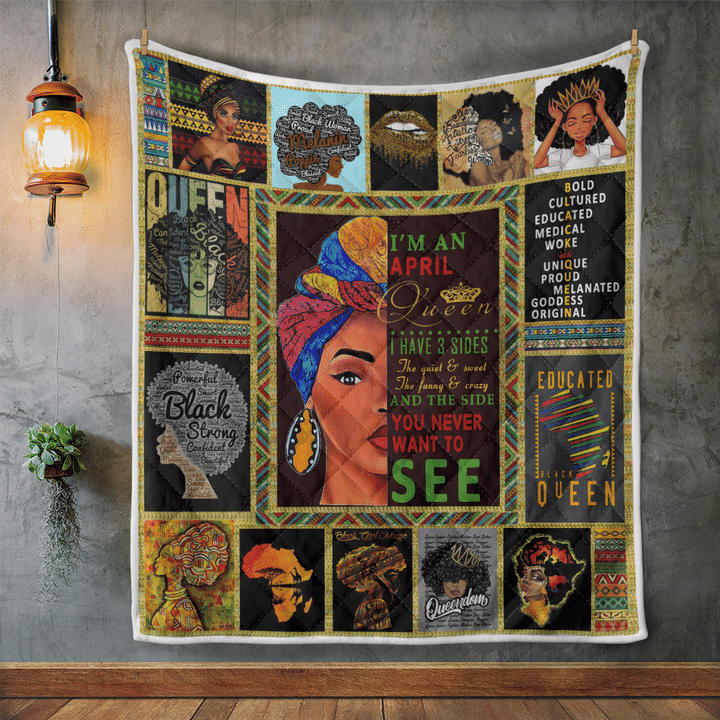 Birthday quilt for black woman art quilt for april queen quilt for black girl