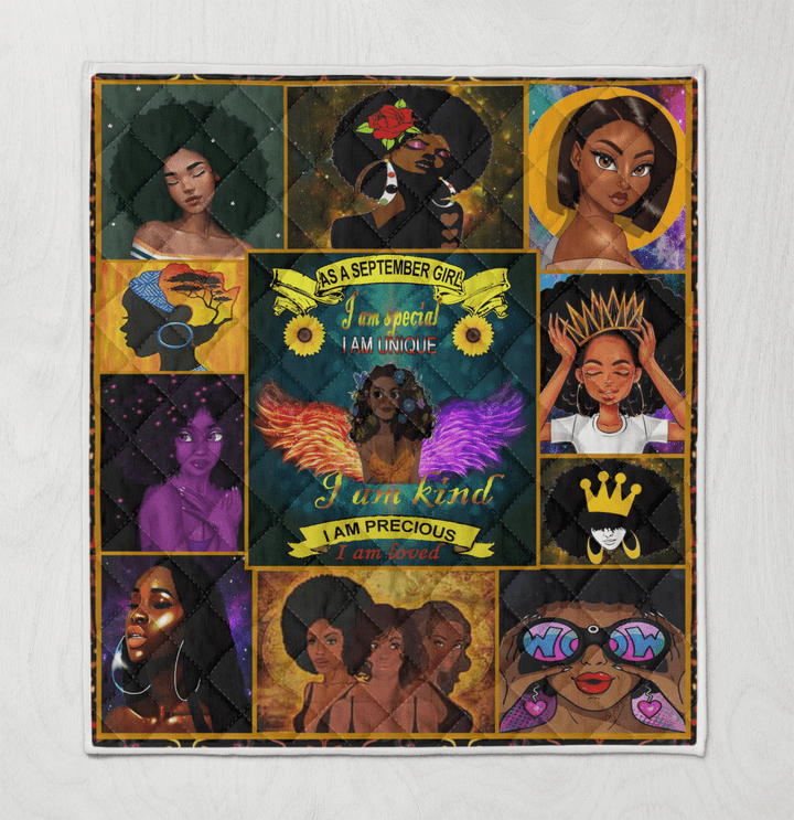 Birthday quilt for black girl magic art quilt for september girl quilt for black women