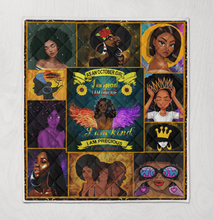 Birthday quilt for black girl magic art quilt for october girl quilt for black women