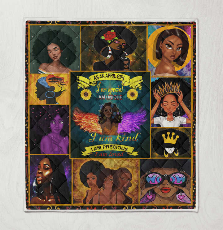 Birthday quilt for black girl magic art quilt for april girl quilt for black women