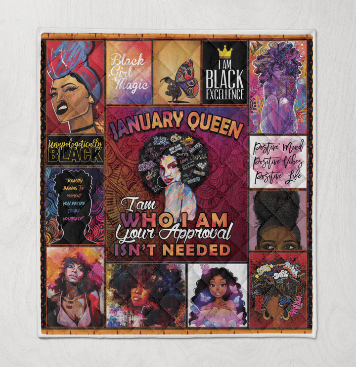 Birthday quilt for black girl magic art quilt for january queen quilt for black women