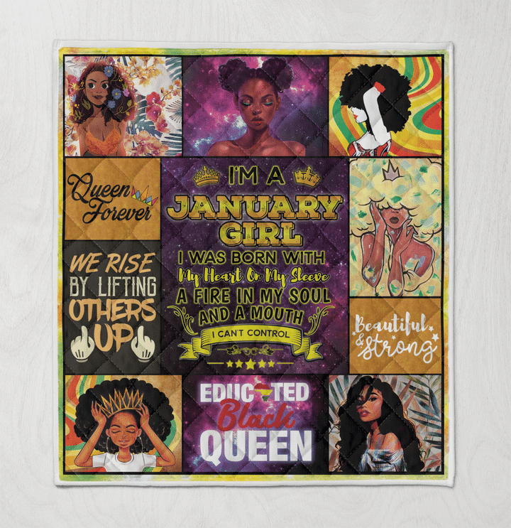Birthday quilt for black girl magic art quilt for january girl quilt for black women