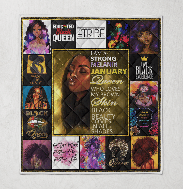 Birthday quilt for black girl art quilt for january queen quilt for black women