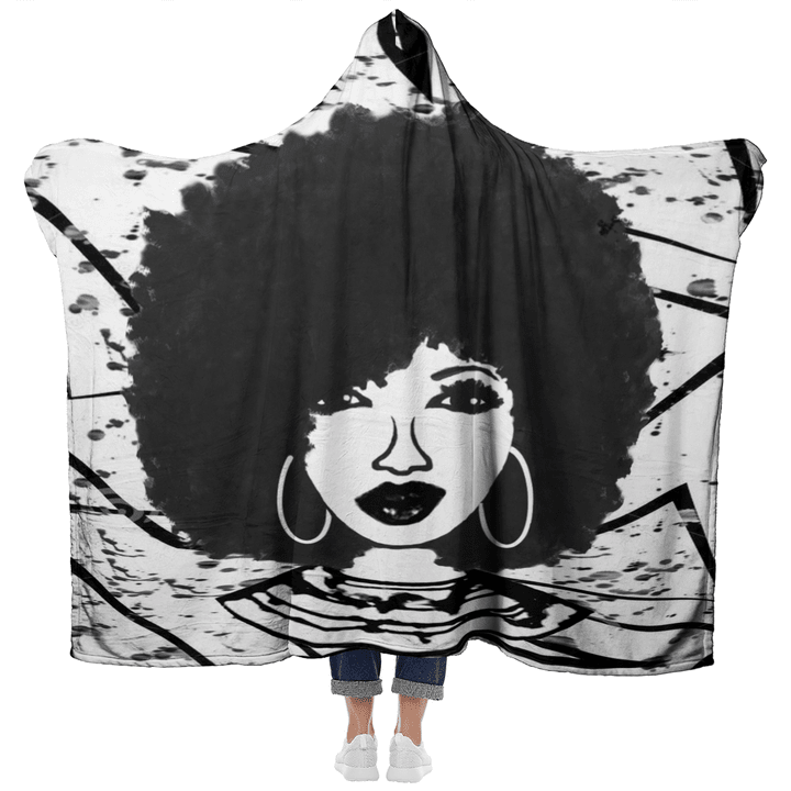 Afro women hooded blanket for black girl afro beauty magic girl art hooded blanket for afirican american girl