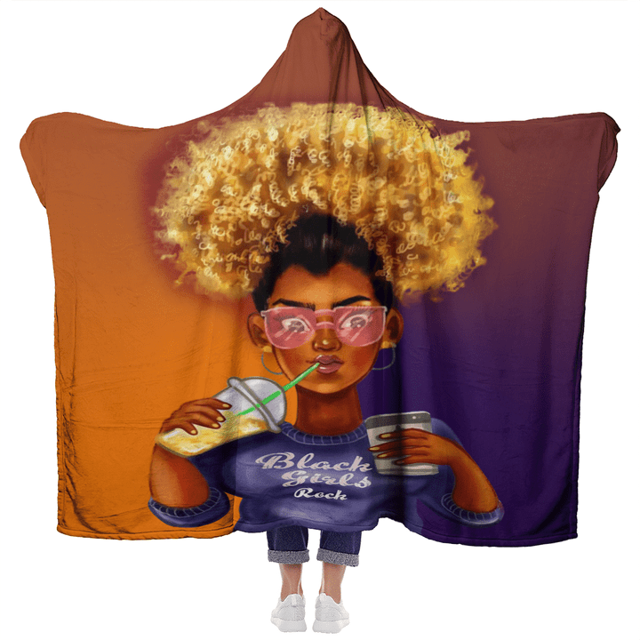 Black girl hooded blanket for black girls rock art hooded blanket for african american girl
