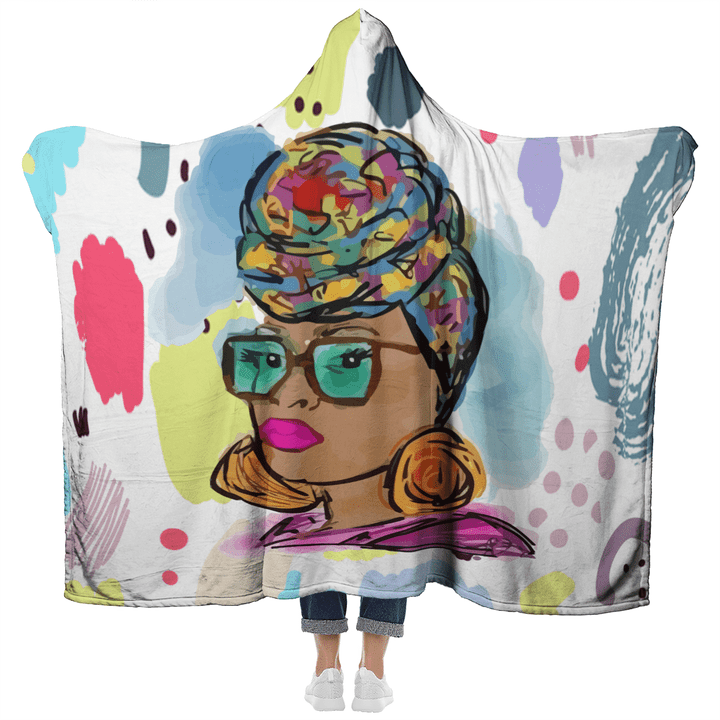 Hooded blanket for black women colorful art hooded blanket for black girl