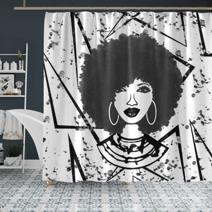 Afro women shower curtain for black girl afro beauty magic girl art shower curtain for afirican girl