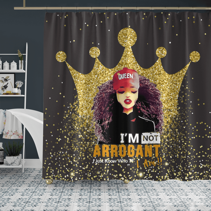 Shower curtain for black girl crown shower curtain i'm not arrogant i just know who i am
