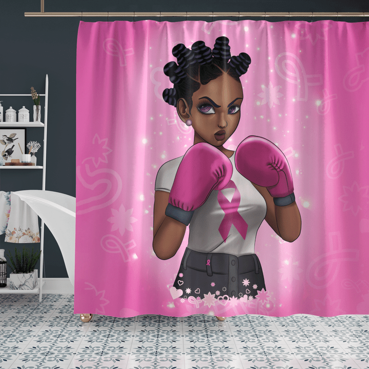 Shower curtain for black girl breast cancer black girl all over print