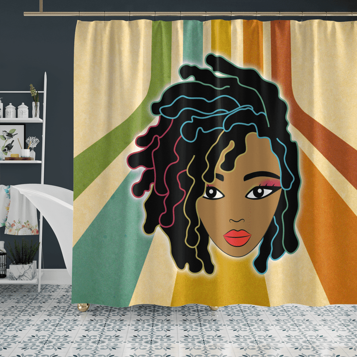 Black girl shower curtain for black women dreadlock art shower curtain for african american girl