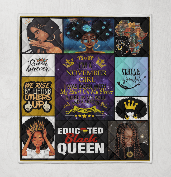 Birthday quilt for black queen art quilt for november girl quilt for black women