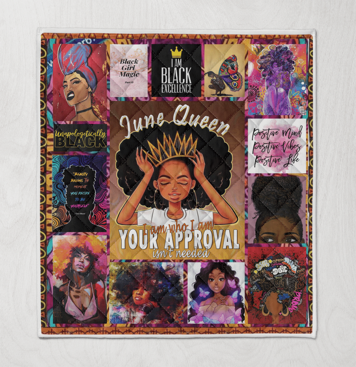 Birthday quilt for black woman art quilt for june girl quilt for black queen