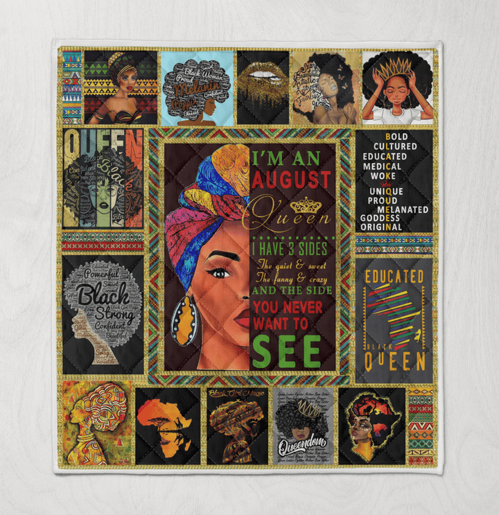 Birthday quilt for black woman art quilt for august girl quilt for black queen