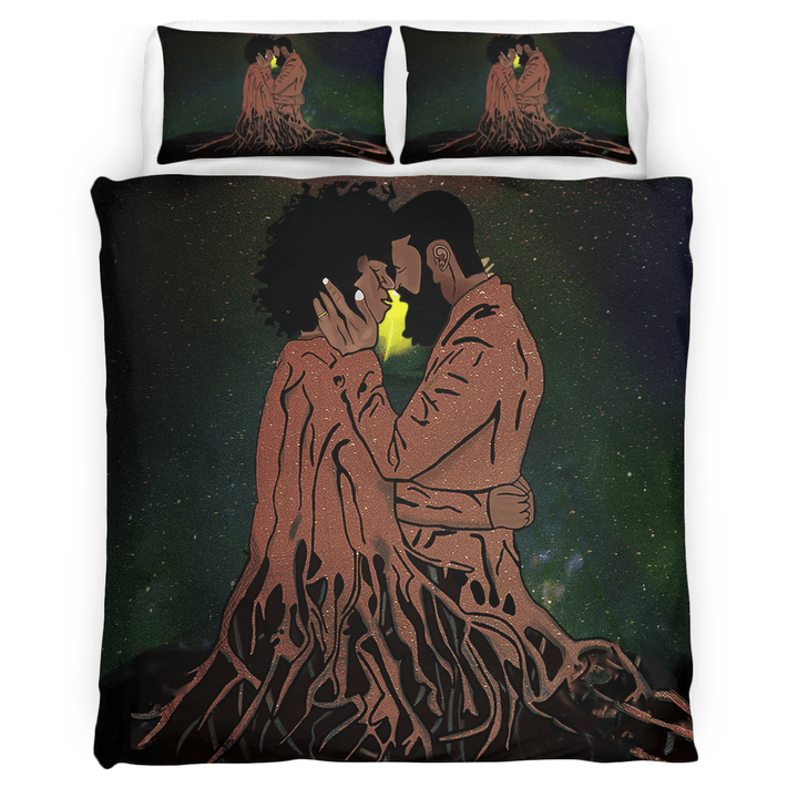 African couple bedding set all over print black couple african love roots naptural bedding set Valentine's day gift