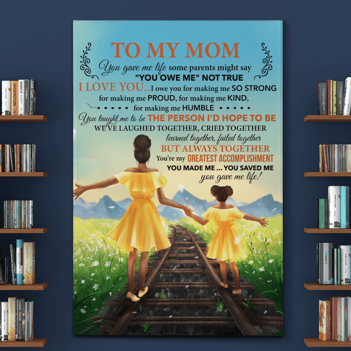 Mother's day Canvas from daughter to mom canvas poster for black mom and daughter wall art
