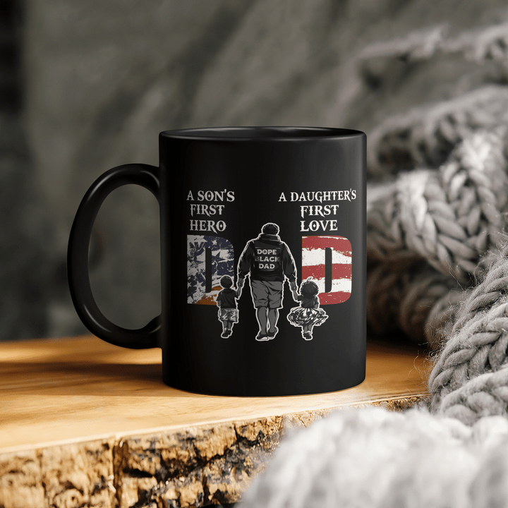 father's day Mug for dad black father gifts black dad a son's first hero a daughter's first love mugs