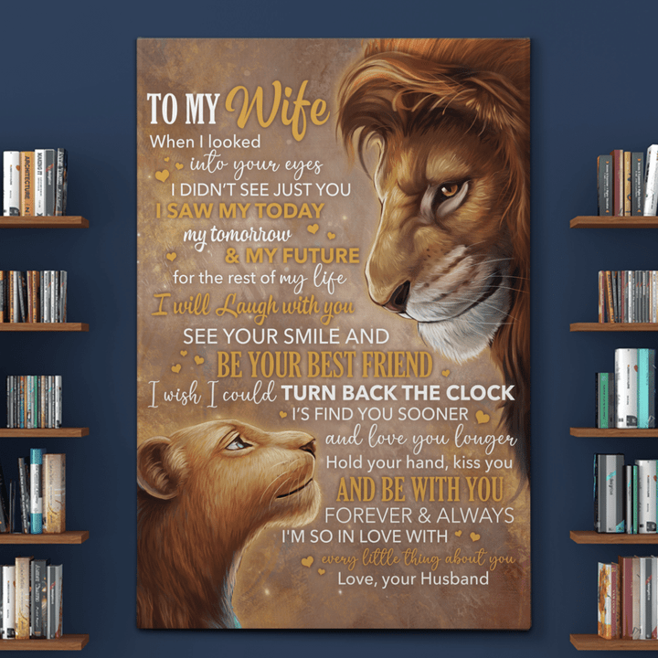 Canvas poster for wife from husband gift for wife from husband and wife canvas poster lion wall art Valentine's day gift