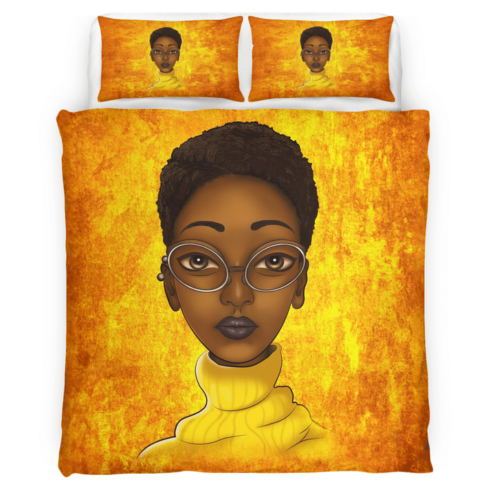 African woman bedding set all over print black girl afro beauty educated bedding set