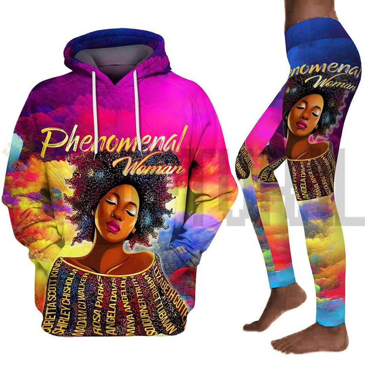 Phenomenal Woman art all over print shirt 3d hoodie black girl legging set