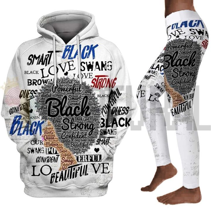 Black women strong art all over print shirt 3d hoodie afro women legging set