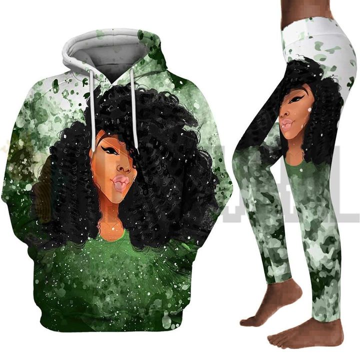 Afro Curly Girl all over print shirt 3d hoodie Black Curls Art