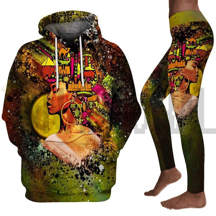 Black African Women Colorful Art all over print shirt 3d hoodie for black Woman legging set