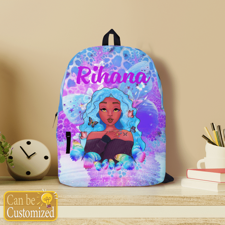 Black girl butterfly personalized backpack back to school backpack black girl bookbag