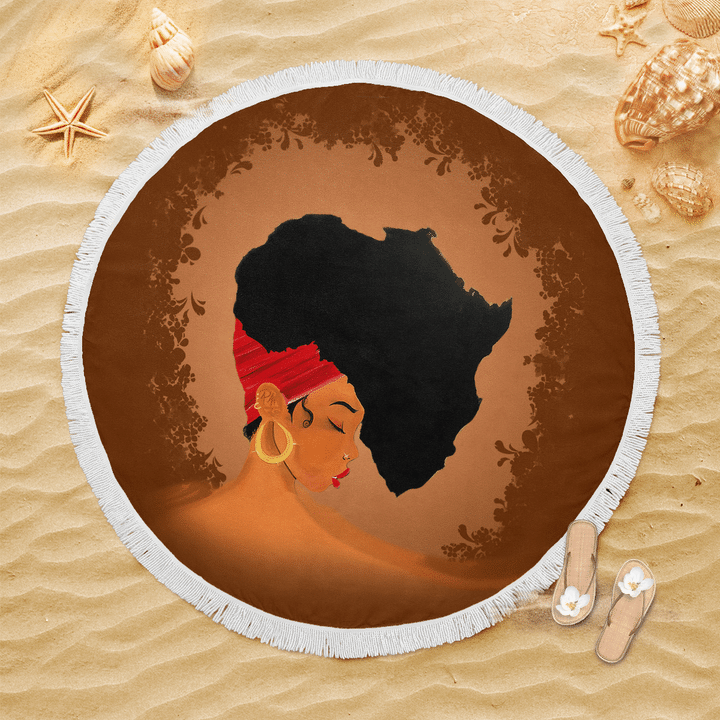 Beach towel african women art all over print beach towel afro natural hair