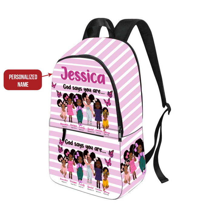 Personalized backpack for black girl backpack back to school backpack for black girl God says you are bookbag
