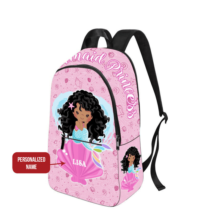 Personalized backpack black girl mermaid princess backpack back to school backpack for black girl bookbag