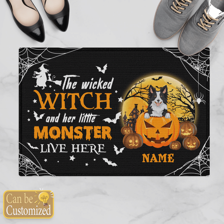 Personalized doormat custom name custom dog breed the wicked witch and her little monster live here