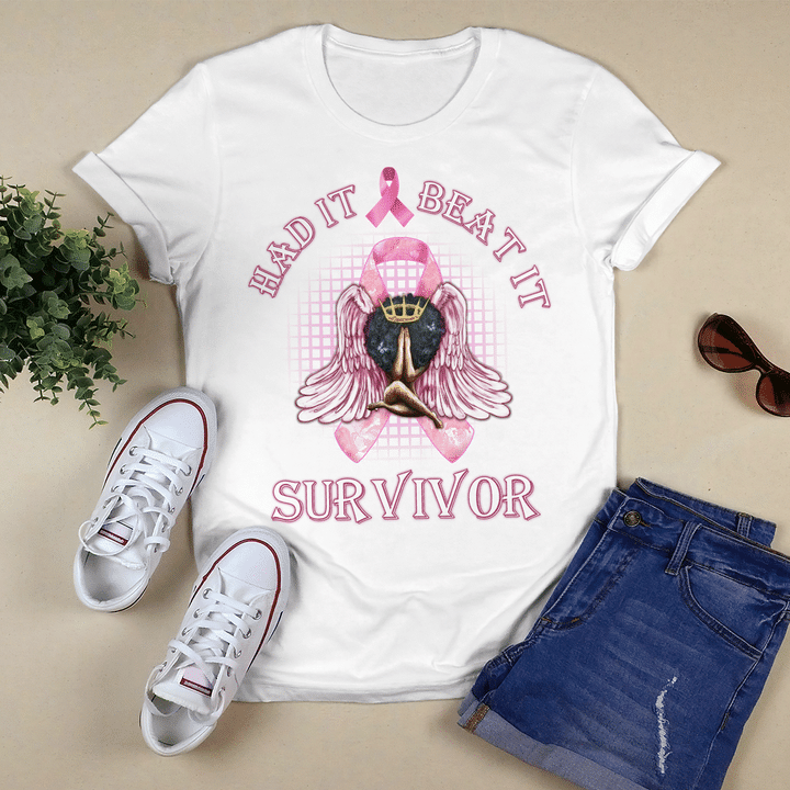 Breast cancer awareness tshirt for black girl is fighter shirts had it beat it survivor shirt