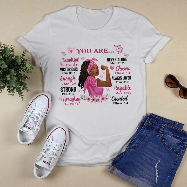 Breast cancer awareness tshirt for black girl is fighter shirts you are beautiful shirt