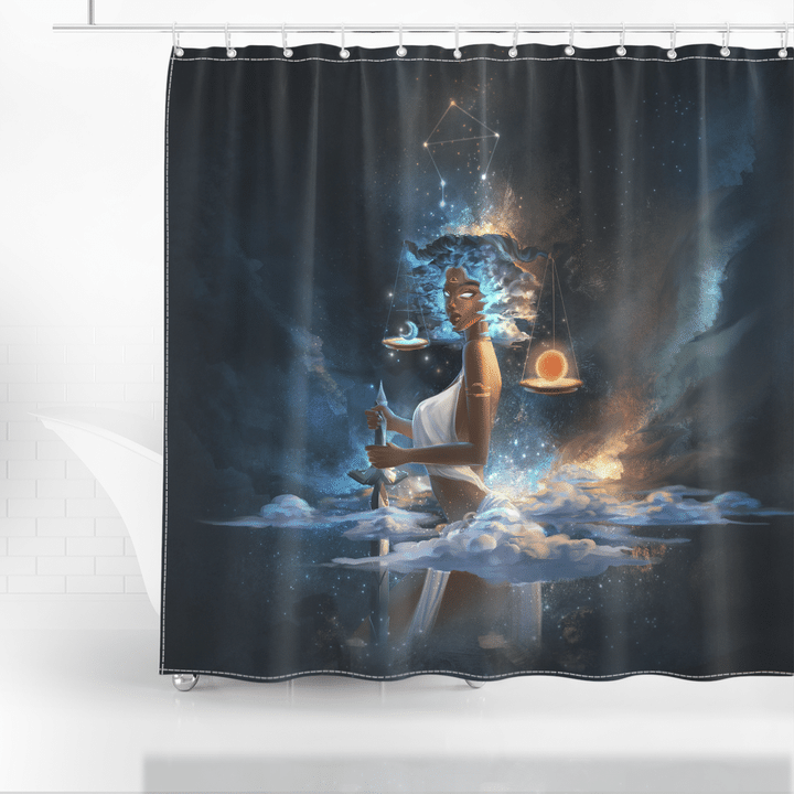 Zodiac shower curtain birthday gift for black girl zodiac shower curtain black girl libra shower curtain