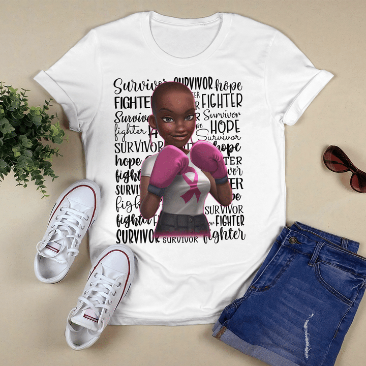 Breast cancer awareness tshirt for black girl is fighter breast cancer survivor shirts