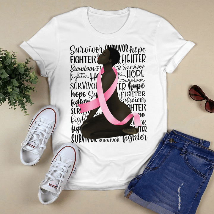 Breast cancer awareness tshirt for black girl is fighter breast cancer survivor shirts