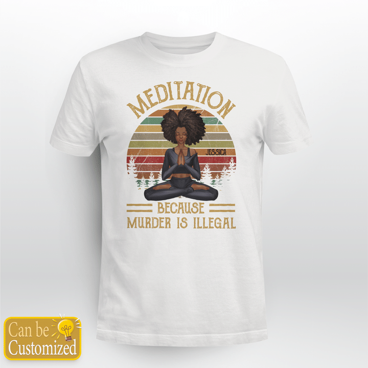 Yoga Because Murder Is Illegal Personalized Shirt For Yoga Lover Yoga Girl Personalized Shirt custom name custom clipart
