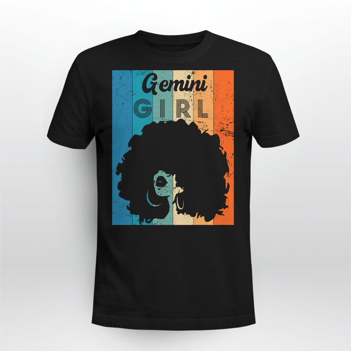 Born In May 21 to June 21 Birthday Gemini Girl Afro T-Shirt