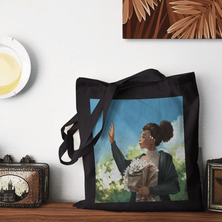 Black girl and sunlight tote bag