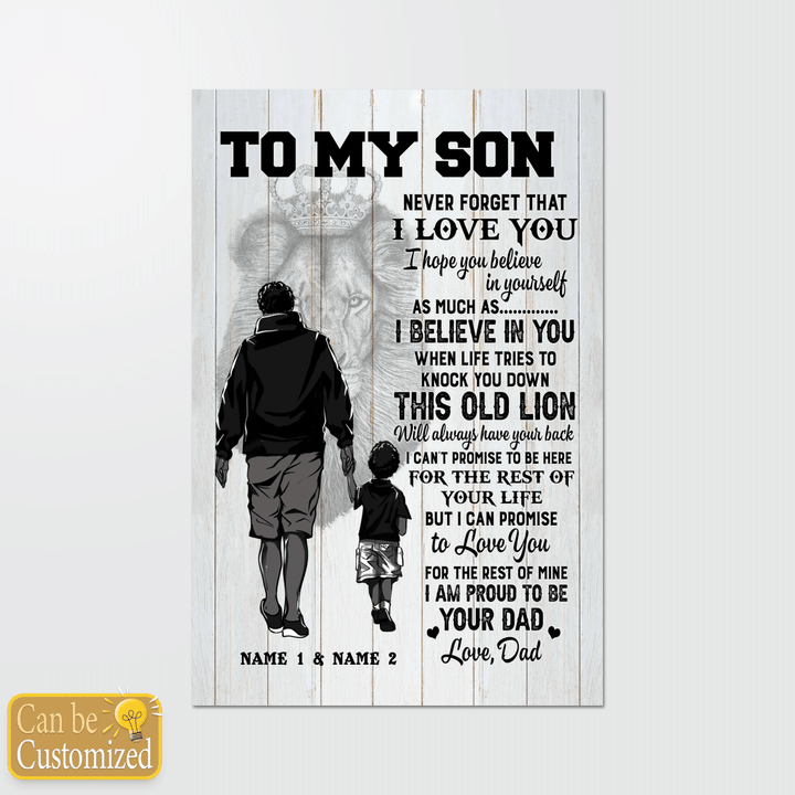 Personalized canvas to my son canvas poster lion gift for son never forget that I love you poster canvas